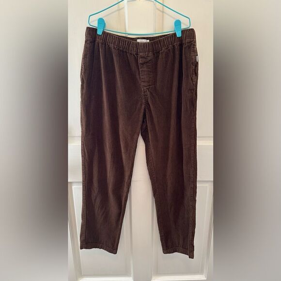 Onia Pull On Elastic Waistband Corduroy Cotton Pants Brown Large - Picture 1 of 3